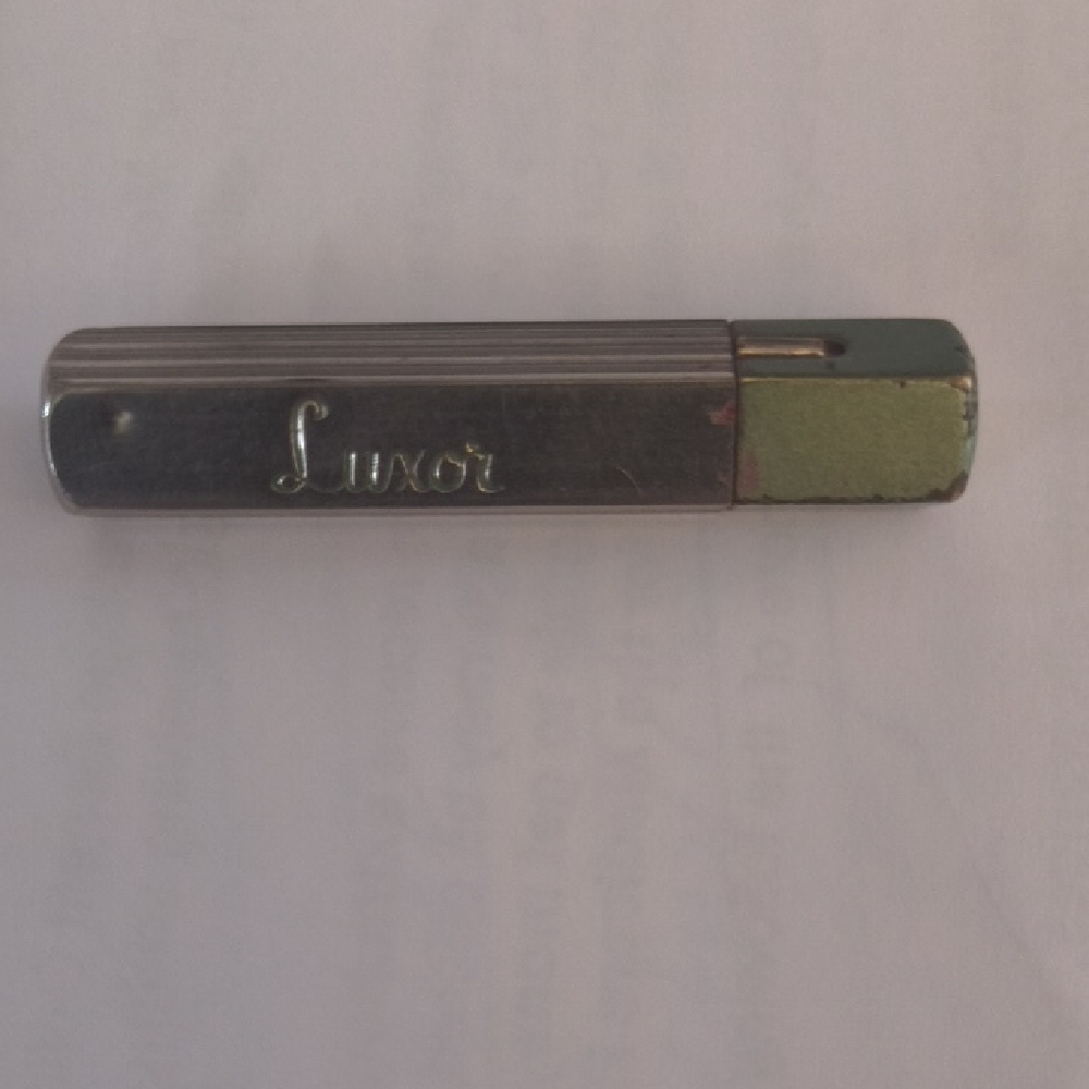 Vintage Art-Deco Lipstick Tube — Silver-Tone with Brass Base (Luxor
